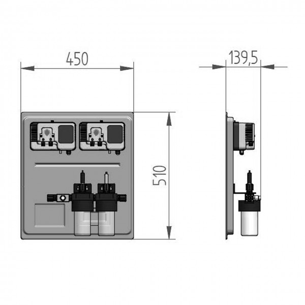 GP1 PH Chlor Wifi Dosieranlage Abmessungen