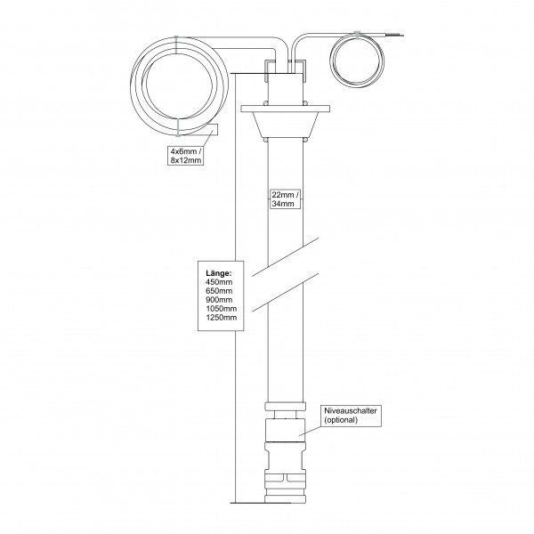 Abmessungen SEKO Sauglanze