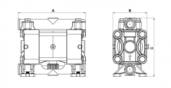 DUOTEK AF7 Druckluftmembranpumpe Abmessungen